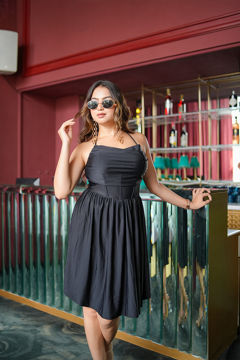 Black A-Line Corset Dress